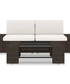 vidaXL 3 Piece Garden Lounge Set Poly Rattan Brown