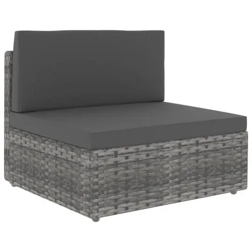 vidaXL Sectional Middle Sofa Poly Rattan Grey