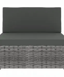 vidaXL Sectional Middle Sofa Poly Rattan Grey