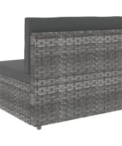 vidaXL Sectional Middle Sofa Poly Rattan Grey
