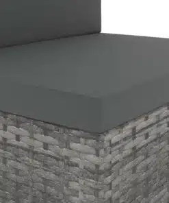 vidaXL Sectional Middle Sofa Poly Rattan Grey