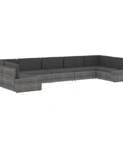 vidaXL Sectional Middle Sofa Poly Rattan Grey