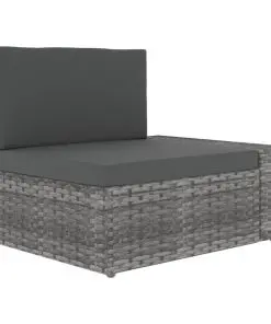 vidaXL Sectional Corner Sofa with Left Armrest Poly Rattan Grey