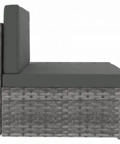 vidaXL Sectional Corner Sofa with Left Armrest Poly Rattan Grey