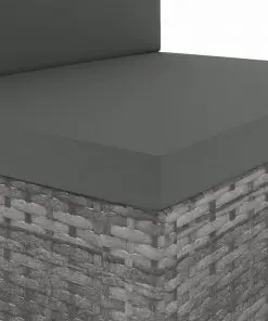 vidaXL Sectional Corner Sofa with Left Armrest Poly Rattan Grey