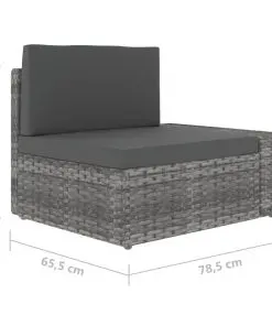 vidaXL Sectional Corner Sofa with Left Armrest Poly Rattan Grey