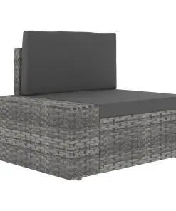 vidaXL Sectional Corner Sofa with Right Armrest Poly Rattan Grey