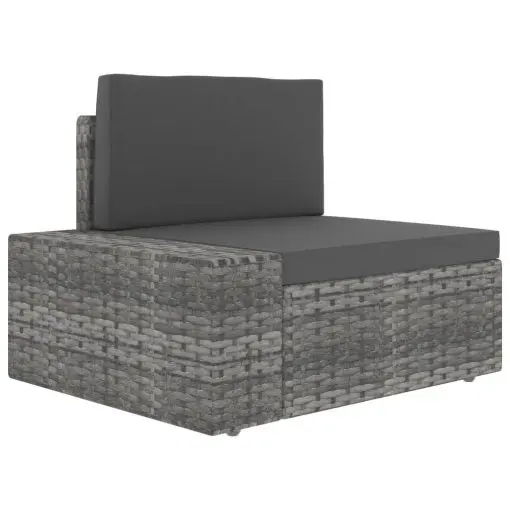 vidaXL Sectional Corner Sofa with Right Armrest Poly Rattan Grey