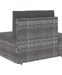 vidaXL Sectional Corner Sofa with Right Armrest Poly Rattan Grey