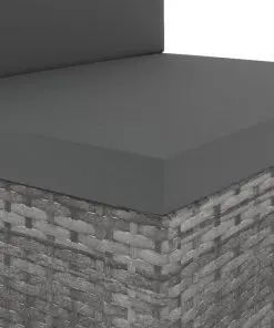 vidaXL Sectional Corner Sofa with Right Armrest Poly Rattan Grey