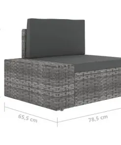 vidaXL Sectional Corner Sofa with Right Armrest Poly Rattan Grey