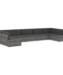 vidaXL Sectional Corner Sofa with Right Armrest Poly Rattan Grey