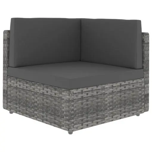 vidaXL Sectional Corner Sofa Poly Rattan Grey