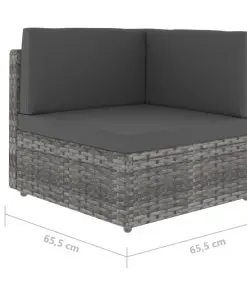 vidaXL Sectional Corner Sofa Poly Rattan Grey