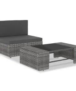 vidaXL 2 Piece Garden Lounge Set Poly Rattan Grey