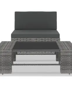 vidaXL 2 Piece Garden Lounge Set Poly Rattan Grey