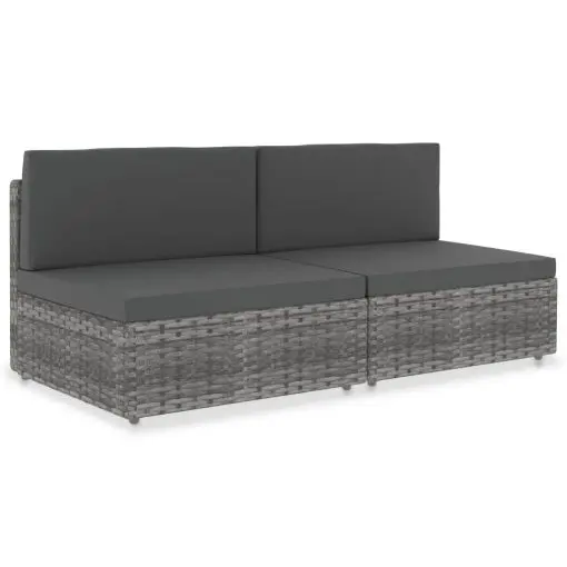 vidaXL Sectional Sofa 2-Seater Poly Rattan Grey