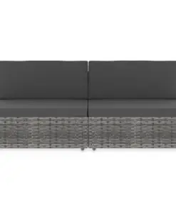 vidaXL Sectional Sofa 2-Seater Poly Rattan Grey