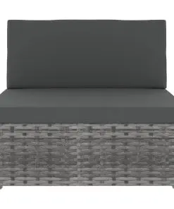 vidaXL Sectional Sofa 2-Seater Poly Rattan Grey