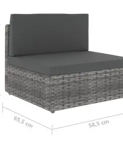 vidaXL Sectional Sofa 2-Seater Poly Rattan Grey
