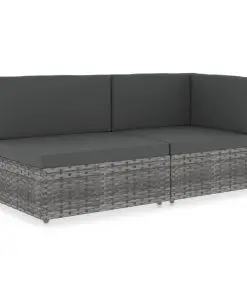 vidaXL Sectional Sofa 2-Seater Poly Rattan Grey