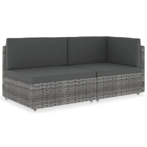 vidaXL Sectional Sofa 2-Seater Poly Rattan Grey