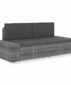vidaXL Sectional Sofa 2-Seater Poly Rattan Grey