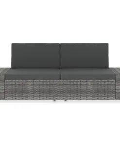 vidaXL Sectional Sofa 2-Seater Poly Rattan Grey