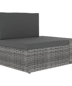 vidaXL Sectional Sofa 2-Seater Poly Rattan Grey