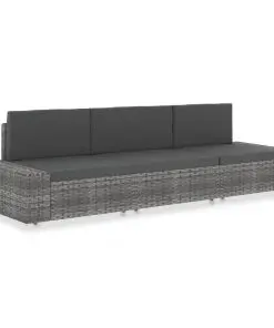 vidaXL Sectional Sofa 3-Seater Poly Rattan Grey