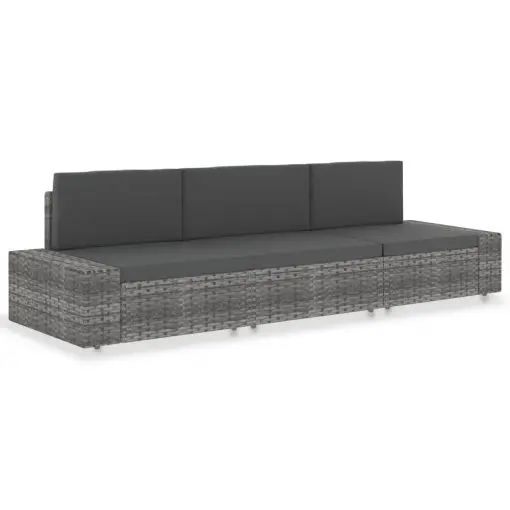 vidaXL Sectional Sofa 3-Seater Poly Rattan Grey