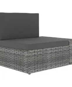vidaXL Sectional Sofa 3-Seater Poly Rattan Grey