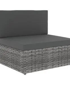 vidaXL Sectional Sofa 3-Seater Poly Rattan Grey