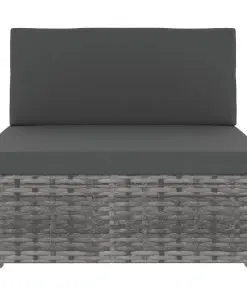 vidaXL Sectional Sofa 3-Seater Poly Rattan Grey