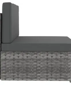 vidaXL Sectional Sofa 3-Seater Poly Rattan Grey