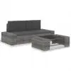 vidaXL 3 Piece Garden Lounge Set Poly Rattan Grey vidaXL 3 Piece Garden Lounge Set Poly Rattan Grey