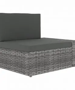 vidaXL 3 Piece Garden Lounge Set Poly Rattan Grey