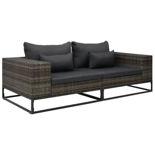vidaXL 2 Piece Garden Sofa Set with Cushions Poly Rattan Grey