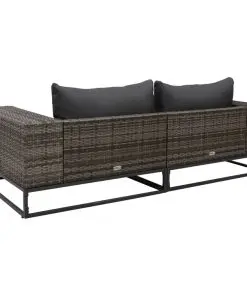 vidaXL 2 Piece Garden Sofa Set with Cushions Poly Rattan Grey