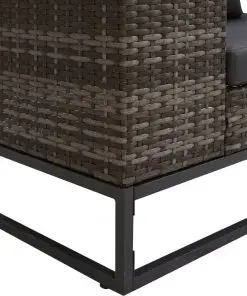 vidaXL 2 Piece Garden Sofa Set with Cushions Poly Rattan Grey