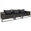 vidaXL 3 Piece Garden Sofa Set with Cushions Poly Rattan Grey