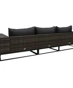 vidaXL 3 Piece Garden Sofa Set with Cushions Poly Rattan Grey
