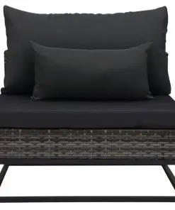 vidaXL 3 Piece Garden Sofa Set with Cushions Poly Rattan Grey