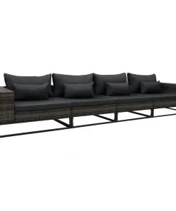 vidaXL 4 Piece Garden Sofa Set with Cushions Poly Rattan Grey