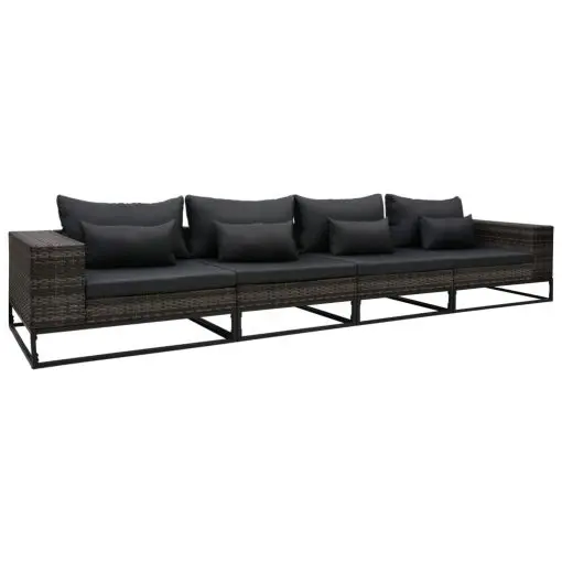 vidaXL 4 Piece Garden Sofa Set with Cushions Poly Rattan Grey