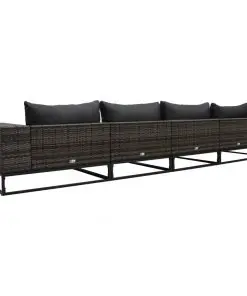 vidaXL 4 Piece Garden Sofa Set with Cushions Poly Rattan Grey