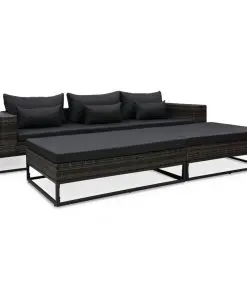 vidaXL 5 Piece Garden Sofa Set with Cushions Poly Rattan Grey