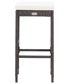 vidaXL 7 Piece Garden Bar Set with Cushions Poly Rattan Brown