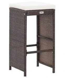 vidaXL 7 Piece Garden Bar Set with Cushions Poly Rattan Brown