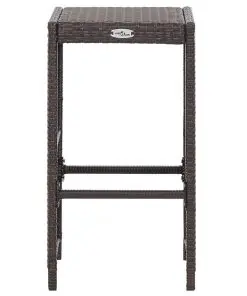 vidaXL 7 Piece Garden Bar Set with Cushions Poly Rattan Brown